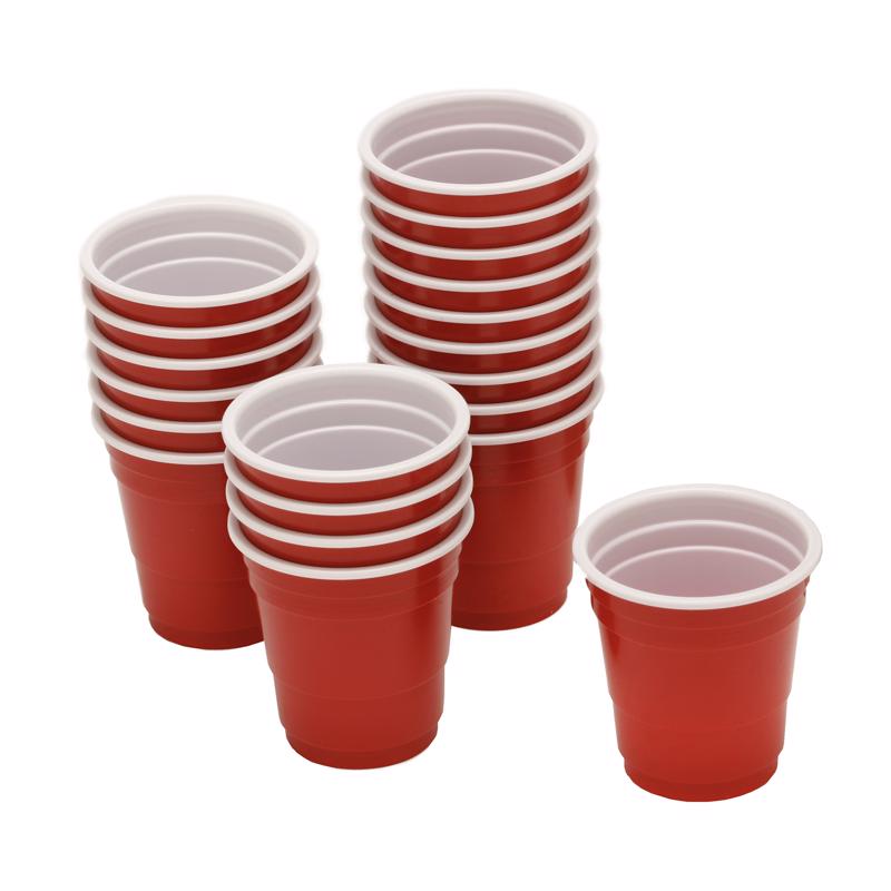 Vaso de chupito desechable de polipropileno BarY3 de 2 oz, rojo/blanco