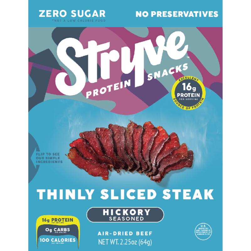 Stryve Biltong Hickory Seasoned Beef Strips 2 oz Bagged (Pack of 8)