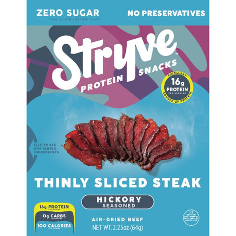 Stryve Biltong Hickory Seasoned Beef Strips 2 oz Bagged (Pack of 8)