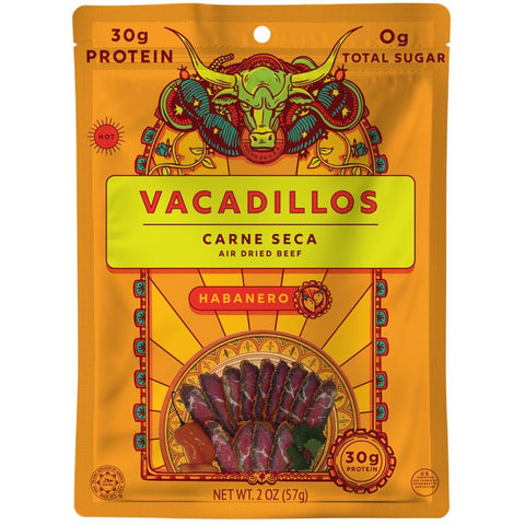 Vacadillos Carne Seca Habanero Beef Strips 2 oz Bagged (Pack of 8)