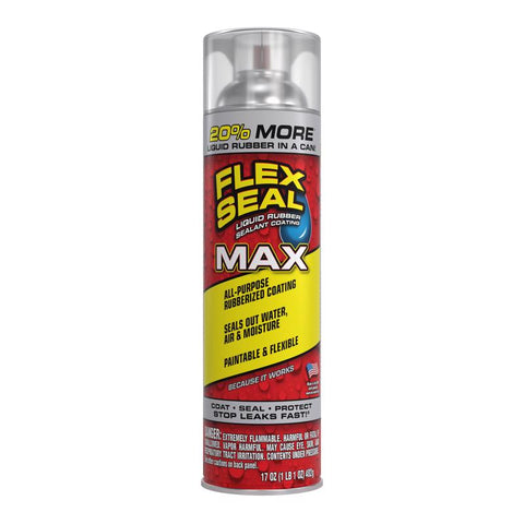 Flex Seal Family of Products Flex Seal MAX Clear Rubber Spray Sealant 17 oz (Pack of 4)