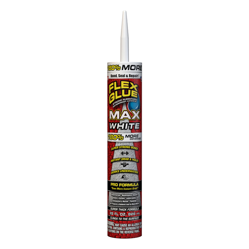 Flex Seal Family of Products Flex Glue Max Super Strength Rubber White Adhesive Cartridge Refill 28