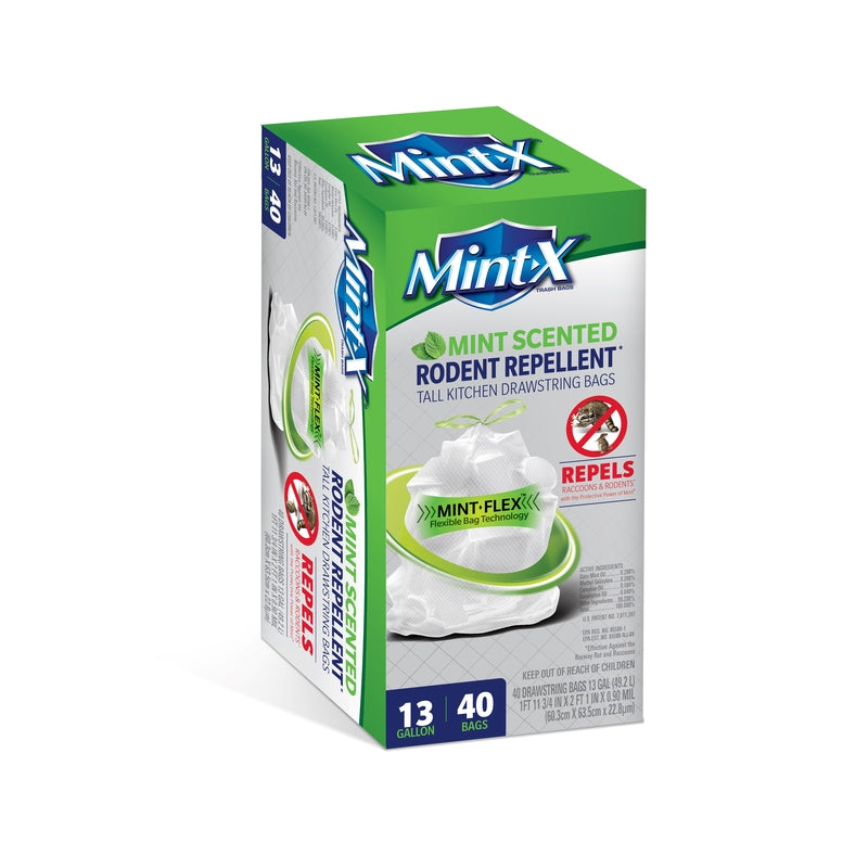 Mint-X 13 gal Mint Tall Kitchen Bags Drawstring 40 pk (Pack of 6)