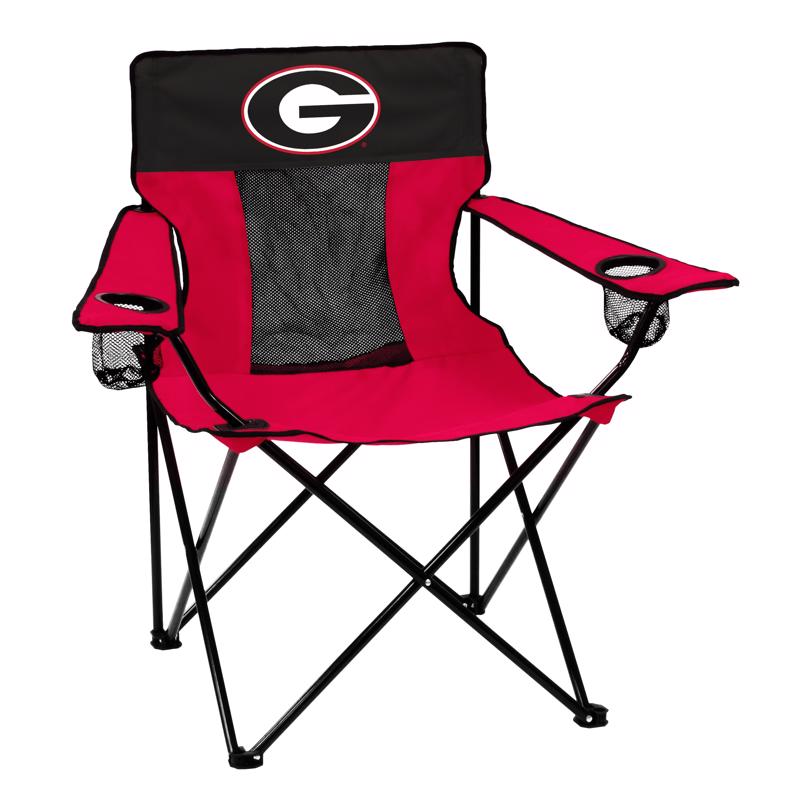 Logo Brands Elite Black/Red Georgia Folding Quad Chair