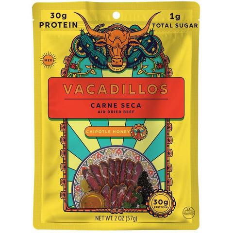 Vacadillos Carne Seca Chipotle Honey Beef Strips 2 oz Bagged (Pack of 8)