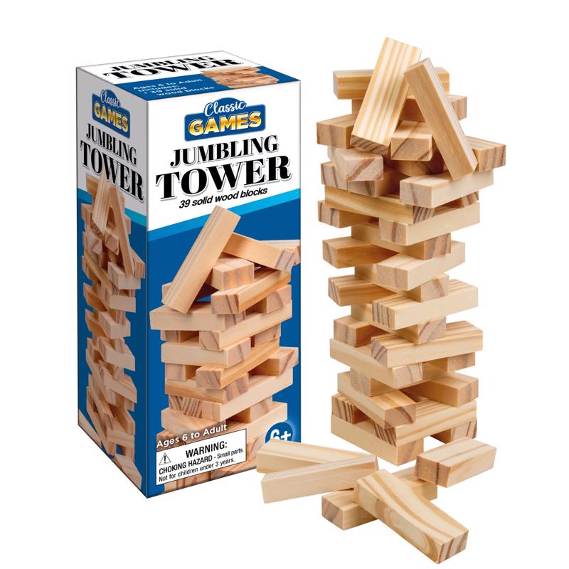 Playmaker Toys Classic Games Jumbling Tower Natural 39 pc (Pack of 12)