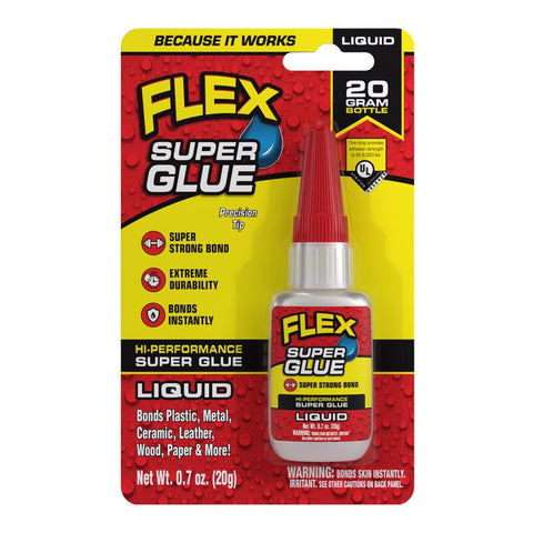 Flex Seal Family of Products Flex Super Glue High Strength Clear Super Glue 20 gm (Pack of 8)