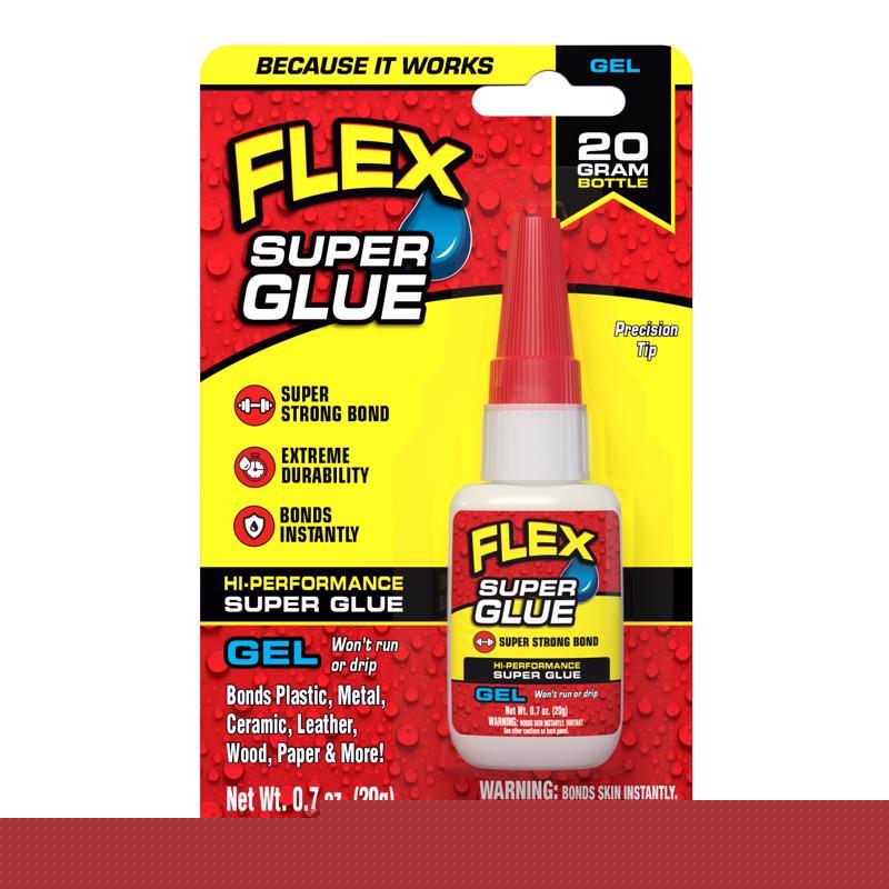 Flex Seal Family of Products Flex Super Glue Gel High Strength Clear Super Glue 20 gm (Pack of 8)