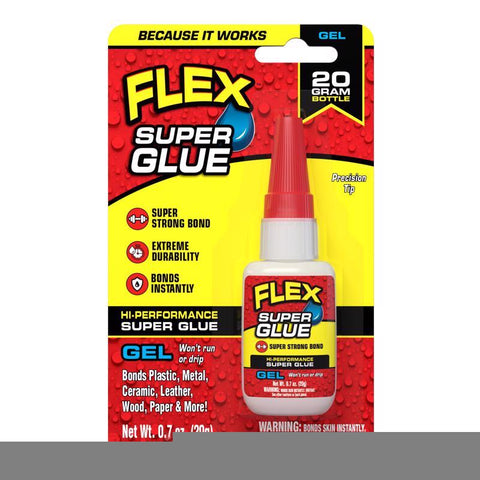 Flex Seal Family of Products Flex Super Glue Gel High Strength Clear Super Glue 20 gm (Pack of 8)