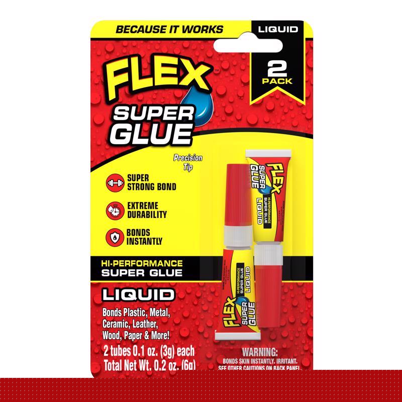 Flex Seal Family of Products Flex Super Glue Liquid High Strength Clear Super Glue 2 pk (Pack of 8)