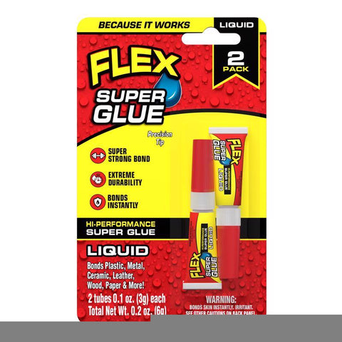 Flex Seal Family of Products Flex Super Glue Liquid High Strength Clear Super Glue 2 pk (Pack of 8)