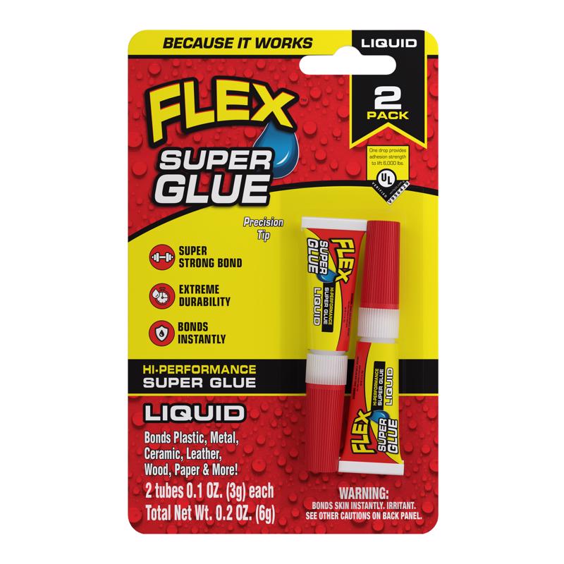 Familia de productos Flex Seal Flex Super Glue líquido Superpegamento transparente de alta resistencia, paquete de 2 (Paquete de 8)
