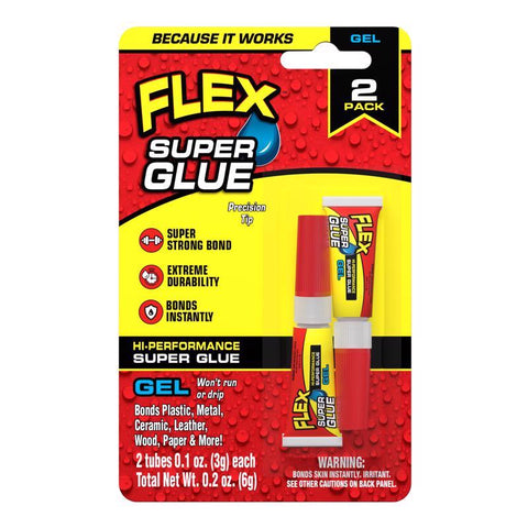 Flex Seal Family of Products Flex Super Glue Gel High Strength Clear Super Glue 2 pk (Pack of 8)