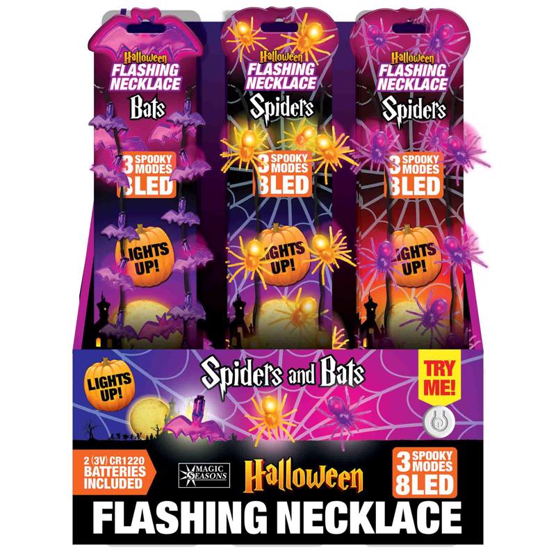 Magic Seasons Halloween Bats/Spider Flashing Necklace 1 pk (Pack of 24)
