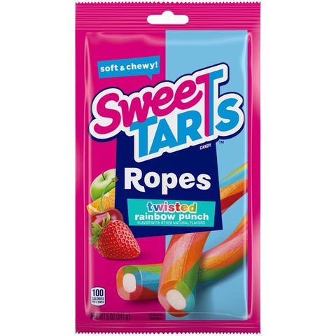SweetTARTS Twisted Ropes Rainbow Punch Gummi Candy 5 oz Pouch (Pack of 12)
