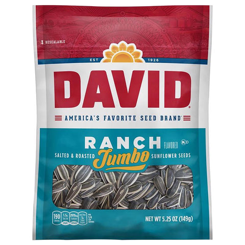 David Jumbo Ranch Sunflower Seeds 5.25 oz Bagged (Pack of 12)