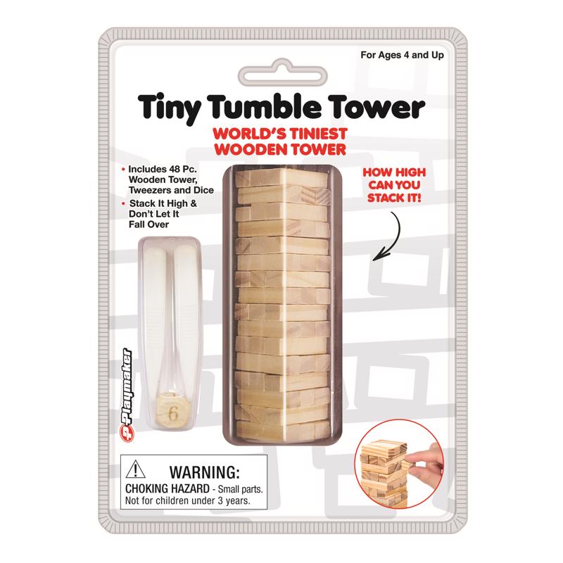 Playmaker Toys Tiny Tumble Tower Brown 48 pc (Pack of 12)
