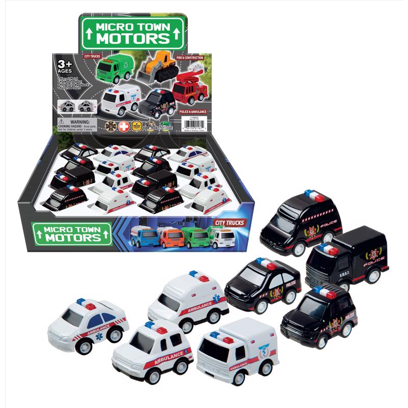 Playmaker Toys Police and Ambulance Vehicles Assorted (Pack of 16)