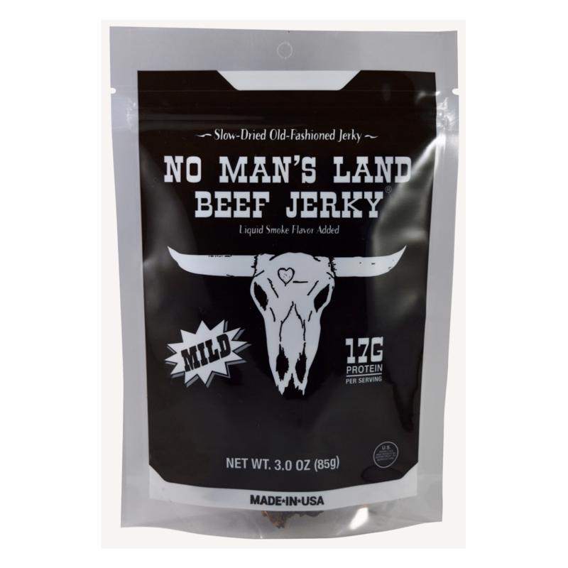 No Man's Land Mild Beef Jerky 3 oz Bagged (Pack of 8)