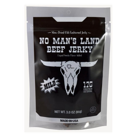 No Man's Land Mild Beef Jerky 3 oz Bagged (Pack of 8)