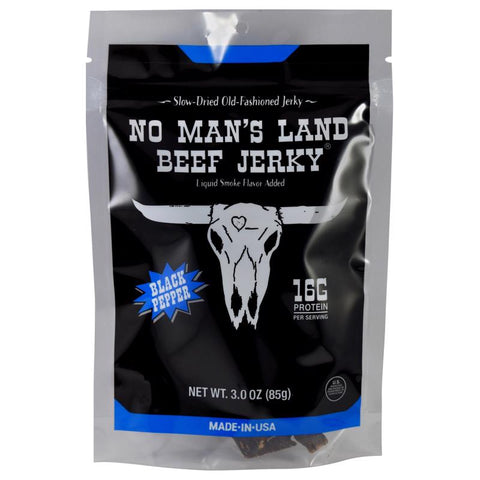 No Man's Land Black Pepper Beef Jerky 3 oz Bagged (Pack of 8)