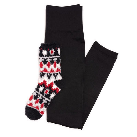 Muk Luks Women's Legging/Cozy Sock Set Assorted Black/White (Pack of 12)