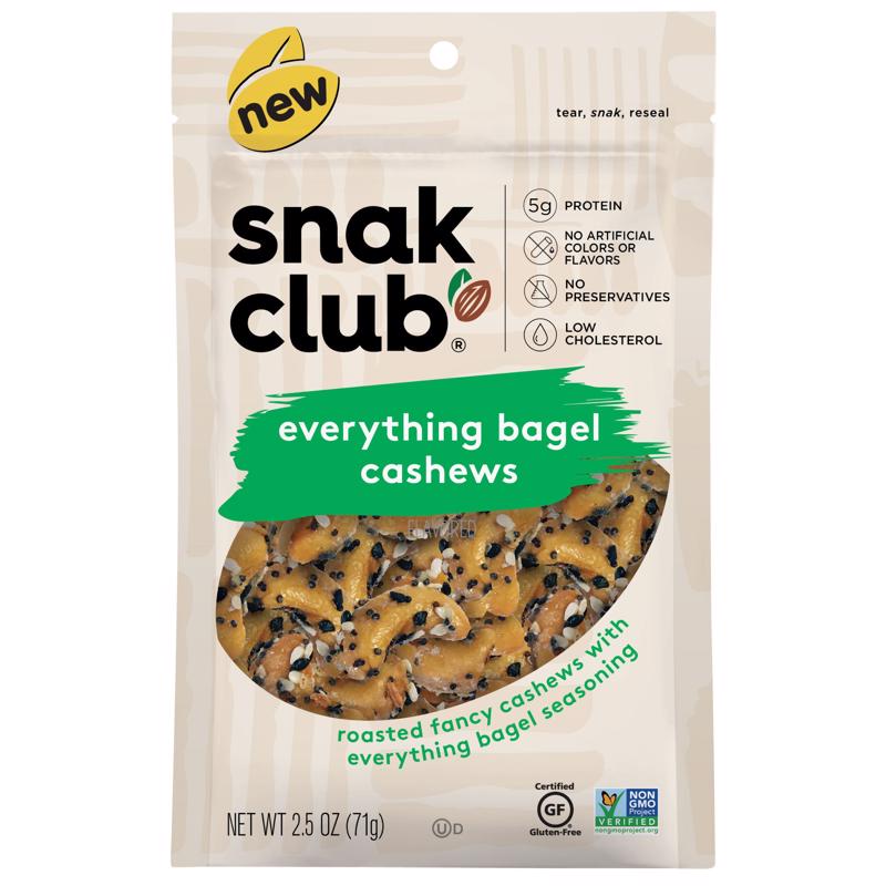 Anacardos Snak Club Everything Bagel, bolsa de 2,5 oz (paquete de 6)