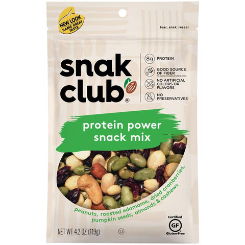 Snak Club Protein Power Snack Mix 4.2 oz Bagged (Pack of 6)