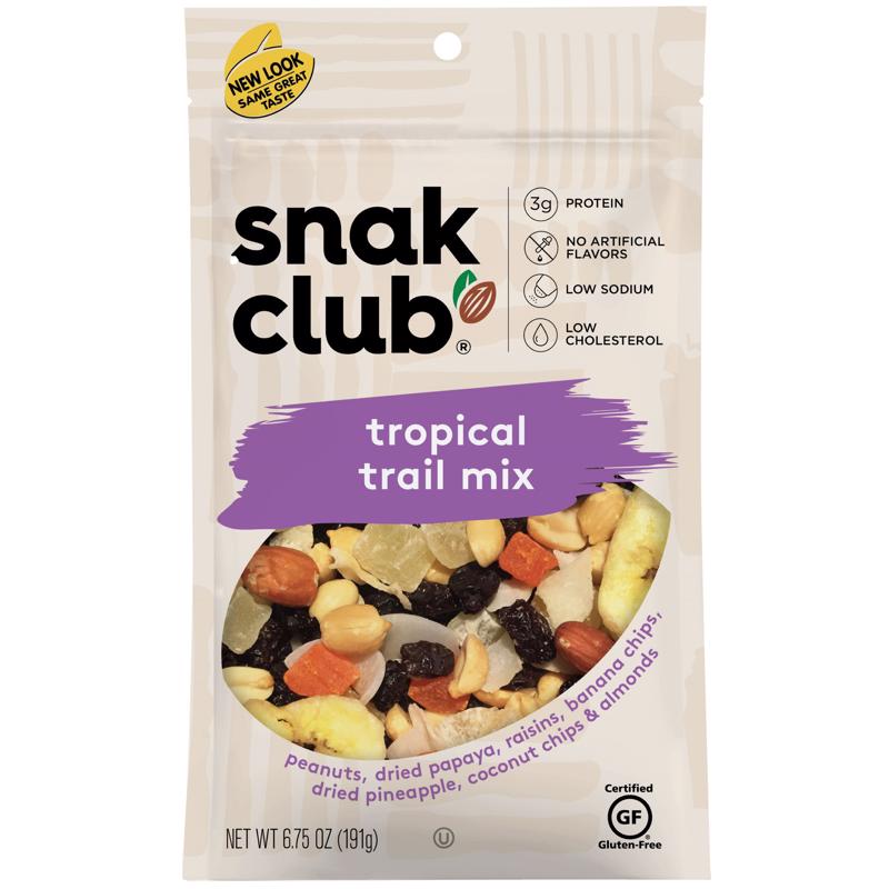 Snak Club Tropical Trail Mix 6.75 oz Bagged (Pack of 6)