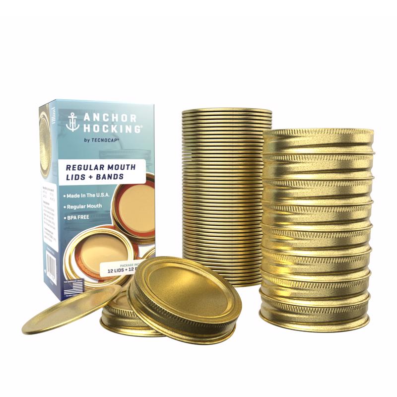 Tecnocap Anchor Hocking Regular Mouth Canning Lids and Bands 12 pk (Pack of 10)