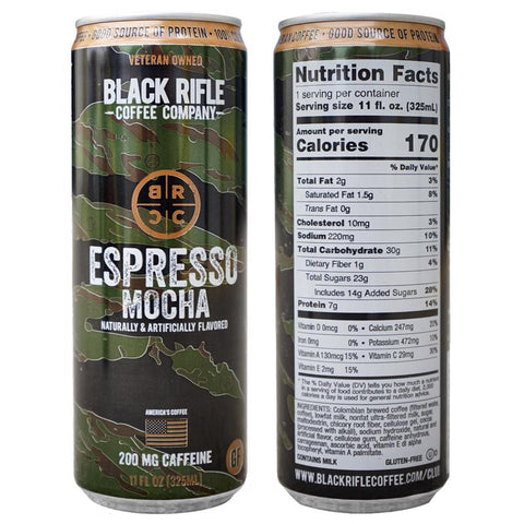 Black Rifle Coffee Company RTD Espresso Mocha Espresso Coffee 1 pk (Pack of 12)