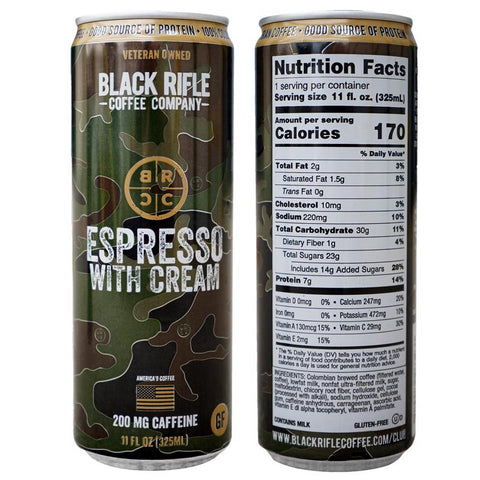 Black Rifle Coffee Company RTD Espresso w/Cream Espresso Coffee 1 pk (Pack of 12)