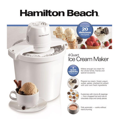 Hamilton Beach White 4 qt Ice Cream Maker 15.3 in. H X 12.5 in. W X 11.1 in. L (Pack of 2)