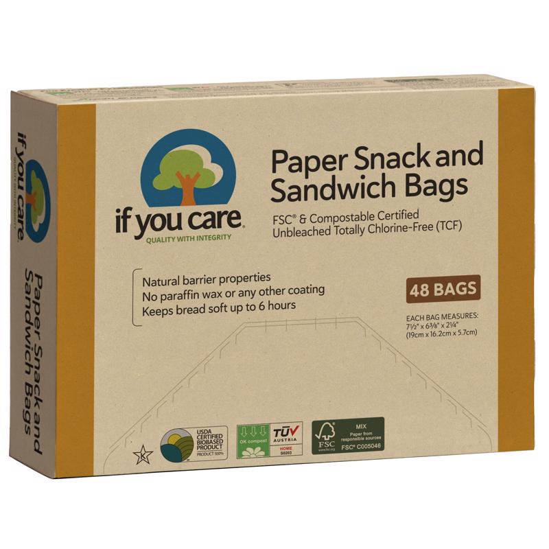 If You Care Brown Paper Snack and Sandwich Bag (Pack of 12)