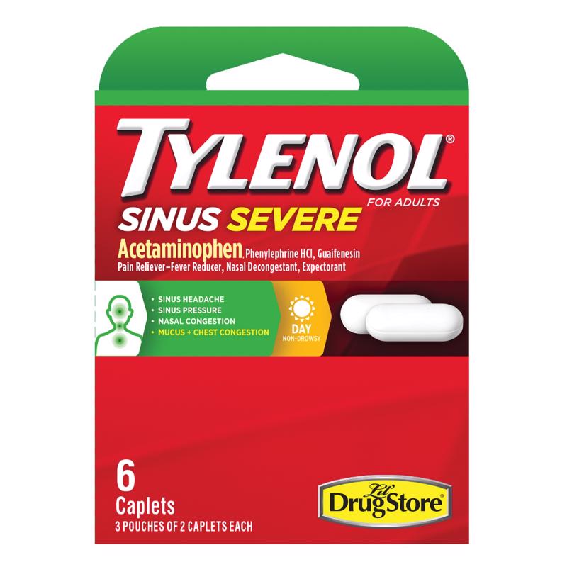 Tylenol White Multi Symptom Sinus Medicine 6 pc (Pack of 6)