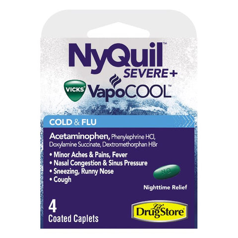 Vicks NyQuil VapoCOOL Green Cold & Flu Relief 4 pc (Pack of 6)