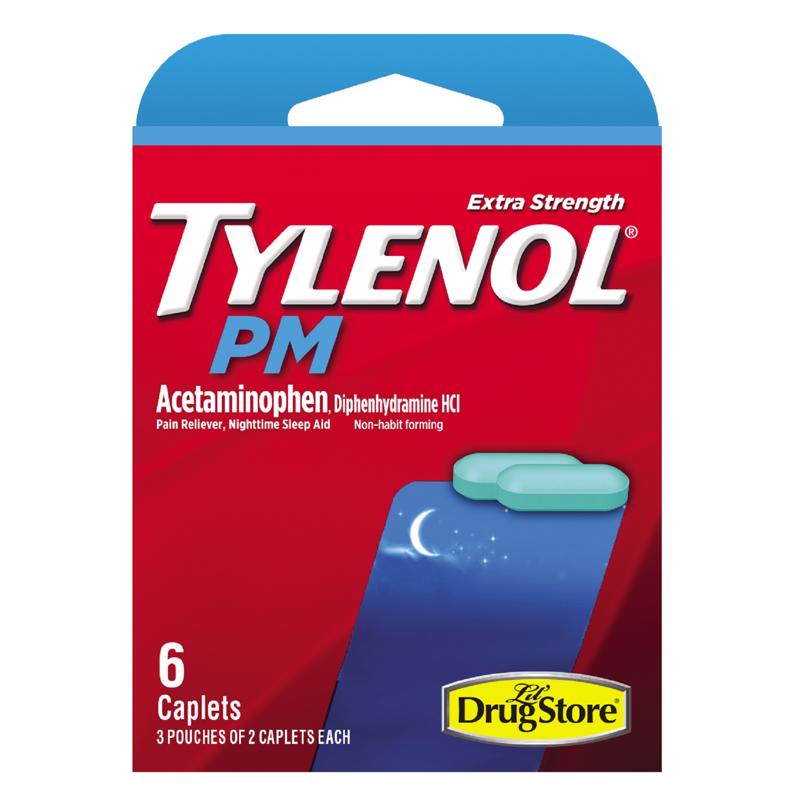 Tylenol PM Pain Reliever/Nightime Sleep Aid 6 ct 6 pc (Pack of 6)