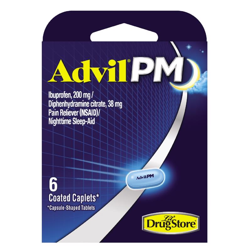 Advil PM Pain Reliever/Nightime Sleep Aid 6 ct 1 pk (Pack of 6)