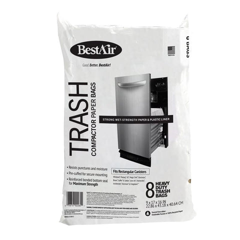 BestAir 10 gal Compactor Bags Flat Top 8 pk (Pack of 3)