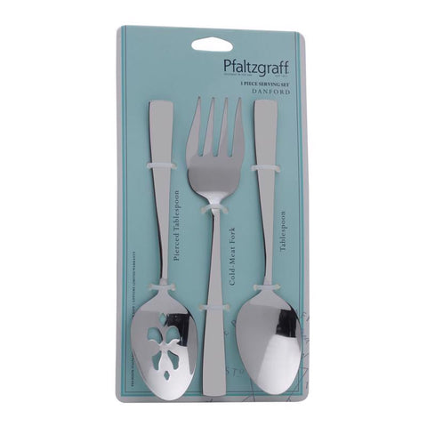 Pfaltzgraff Silver Stainless Steel serving set Fork and Spoon 3 pc (Pack of 6)