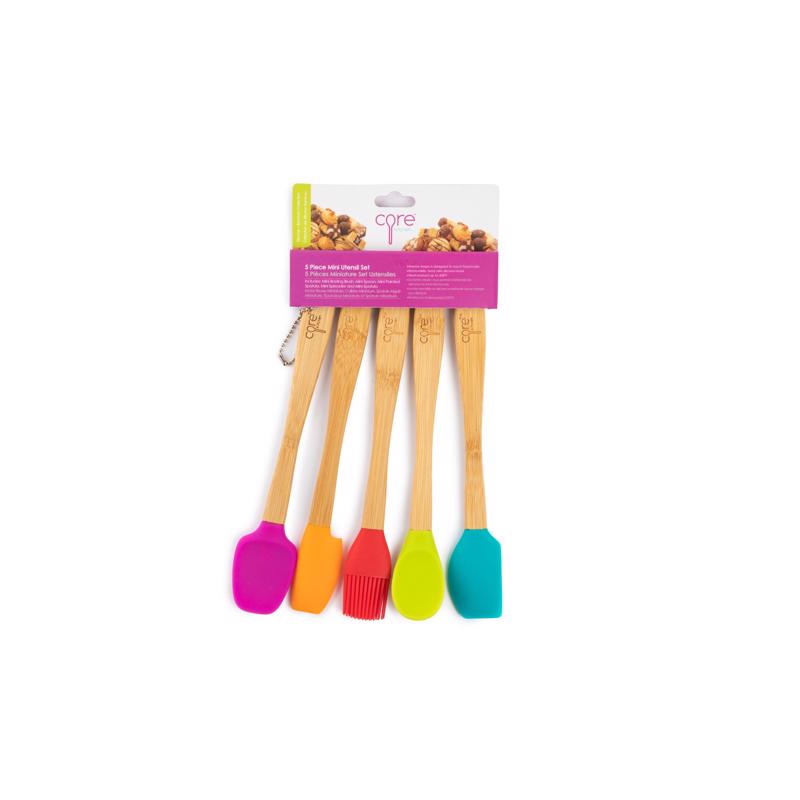 Core Kitchen Assorted Bamboo/Silicone Mini Utensil Set (Pack of 6)
