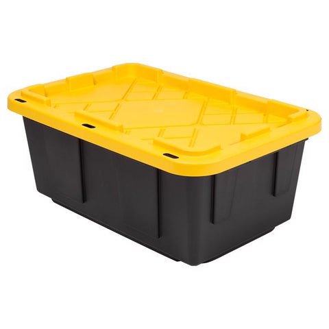 Greenmade 15 gal Black/Yellow Snap Lock Storage Box Stackable (Pack of 4)