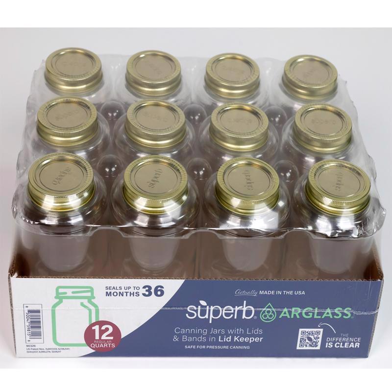 Superb Arglass Regular Mouth Canning Jar 32 oz 12 pk