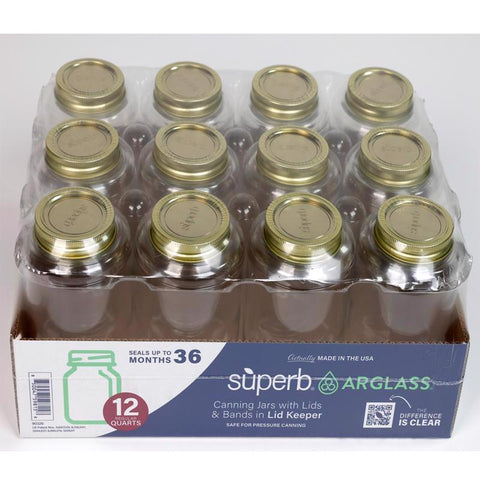 Superb Arglass Regular Mouth Canning Jar 32 oz 12 pk