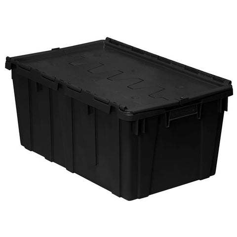 Contenedor negro Scepter de 17 galones con tapa bisagra, 12,5 pulg. de alto x 27 pulg. de ancho x 16,9 pulg. de profundidad, apilable