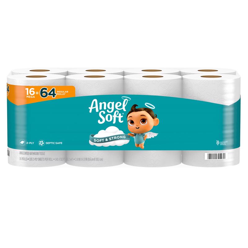 Angel Soft Toilet Paper 16 Rolls 320 sheet (Pack of 2)