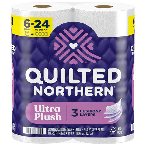 Quilted Northern Ultra Plush Toilet Paper 6 Rolls 255 sheet 1020 in. (Pack of 6)