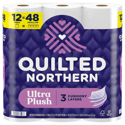 Quilted Northern Ultra Plush Toilet Paper 12 Rolls 255 sheet 1020 in. (Pack of 4)