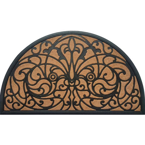 Direct Home Textiles Goup 18 in. W X 30 in. L Black/Brown Half Circle Rubber Door Mat (Pack of 6)