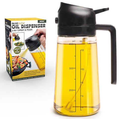 Olive Glow Glass/Plastic Oil Dispenser